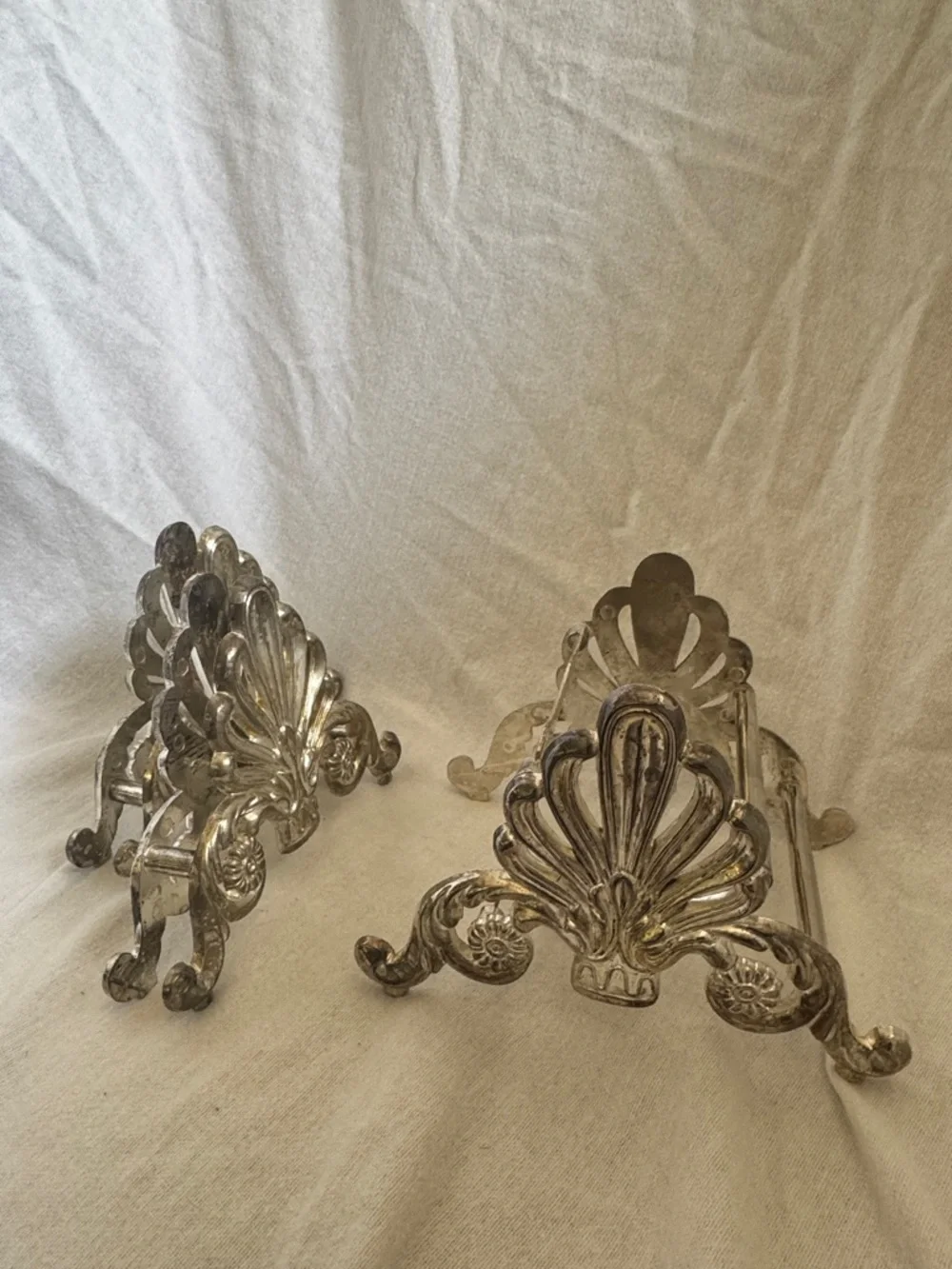 Vintage Silver Plated Leonard Italy Ornate Knife Rest and Napkin Holder